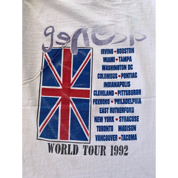 Vintage 90s Genesis We Cant Dance World Tour 1992 UK Flag T-Shirt Size L - Picture 4 of 7